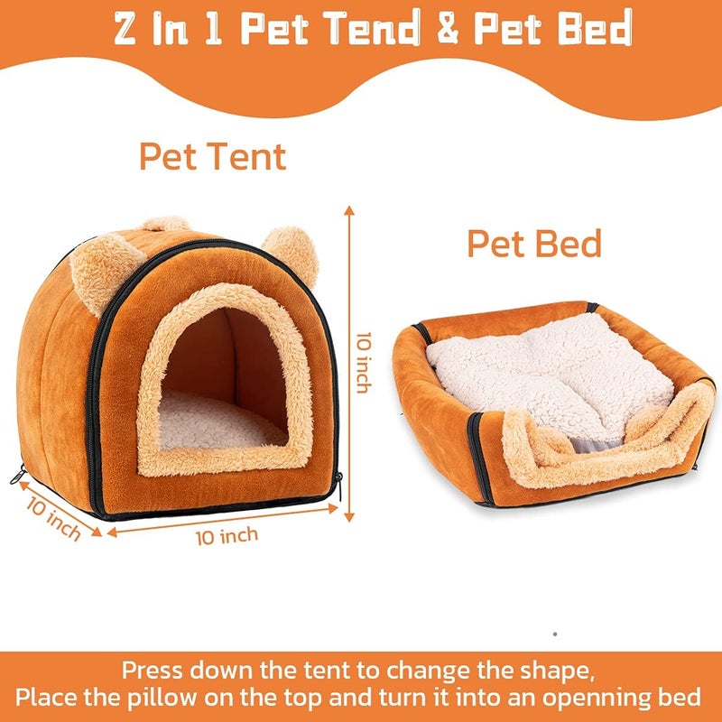 Pet Soft Guinea Pig & Rabbit Cozy Hideout House - Small Animal Bed for Guinea Pigs, Rabbits, Hamsters, Rats & Chinchillas Cave Bed (Brown) - Image 4